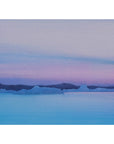 Fine art print evoking the serene beauty of dawn over the Ilulissat Icefjord in Western Greenland.