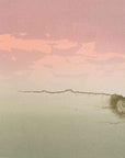An abstract landscape screen print evoking the serene beauty of an evening coastal scene.