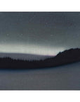 Northern Lights delicately trembling above a snowy Arctic forest.