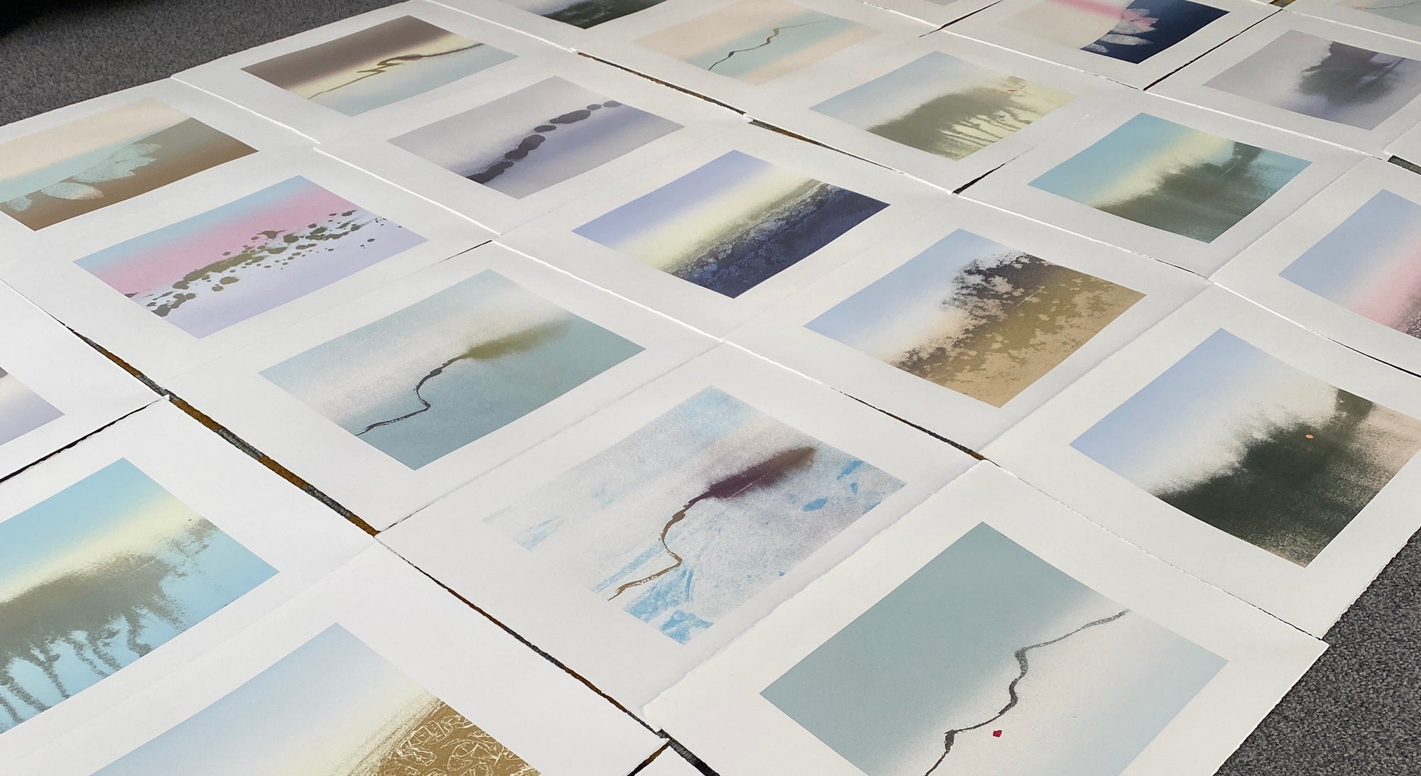 a spread of screen prints by Nicholas Jones